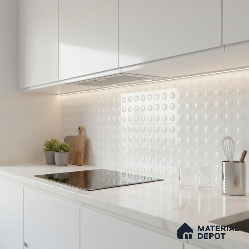 Highlighter Wall Tile TL 06723 Lustra Celestial White 2 ft x 1 ft Ceramic Glossy Finish - 9 mm | Suitable for Living Room, Bedroom, Bathroom