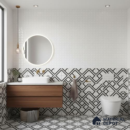 Highlighter Wall Tile TL 06724 Lustra Prismatic White 2 ft x 1 ft Ceramic Glossy Finish - 9 mm | Suitable for Living Room, Bedroom, Bathroom