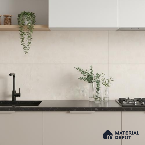 Cream Stone Wall Tile TL 06725 Lustra Golden Mirage 2 ft x 1 ft Ceramic Carving Satin Finish - 9 mm |  | Suitable for Living Room, Bedroom, Bathroom