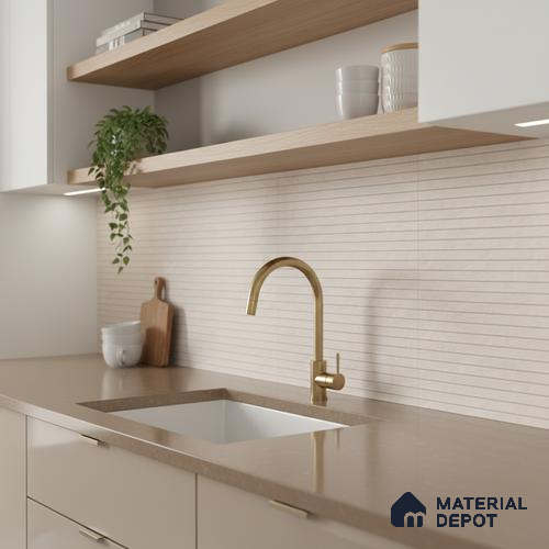 Cream Stone Wall Tile TL 06728 B Lustra Verona Embellish 2 ft x 1 ft Ceramic Carving Satin Finish - 9 mm | | Suitable for Living Room, Bedroom, Bathroom