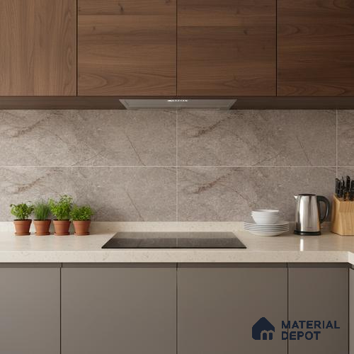 Brown Marble Wall Tile TL 06731 Lustra Rapture Stone 2 ft x 1 ft Ceramic Carving Satin Finish - 9 mm |  | Suitable for Living Room, Bedroom, Bathroom