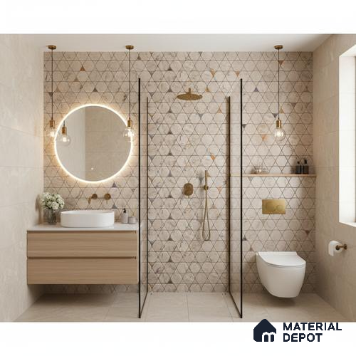 Patterned Wall Tile TL 06734 B Lustra Tuscan Carve 2 ft x 1 ft Ceramic Carving Satin Finish - 9 mm | Suitable for Living Room, Bedroom, Bathroom