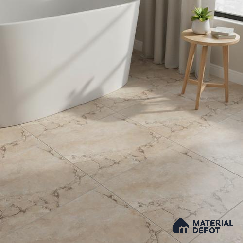 Brown Marble Floor Tile TL 06734 C Lustra Tuscan Walnutwalk 12 Inch x 12 Inch Ceramic Carving Matte Finish - 9 mm |  | Suitable for Living Room, Bedroom, Bathroom