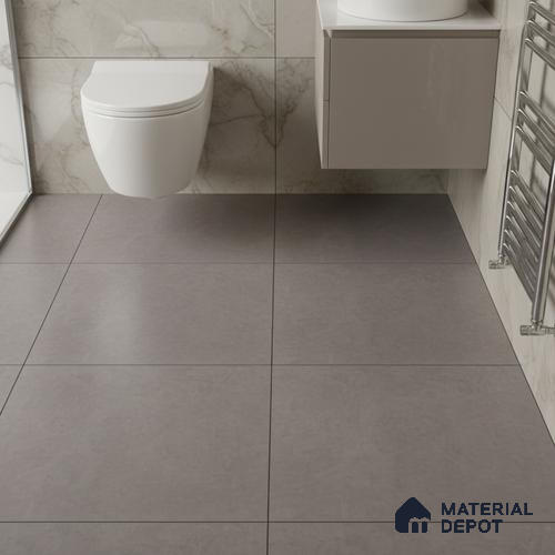 Grey Plain Floor Tile TL 06736 C Lustra Ashen Path 12 Inch x 12 Inch Ceramic Carving Matte Finish - 9 mm |  | Suitable for Living Room, Bedroom, Bathroom