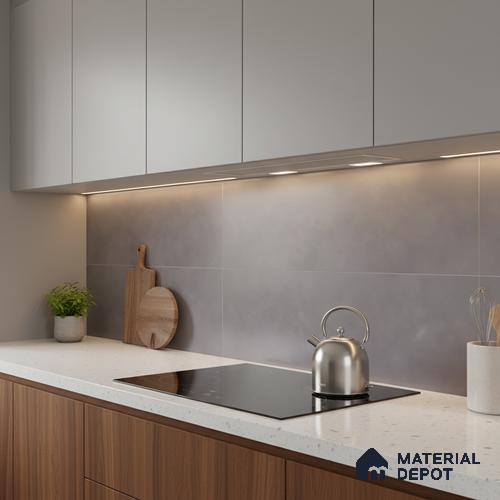 Grey Plain Wall Tile TL 06736 Lustra Ashen Breeze 2 ft x 1 ft Ceramic Carving Satin Finish - 9 mm |  | Suitable for Living Room, Bedroom, Bathroom