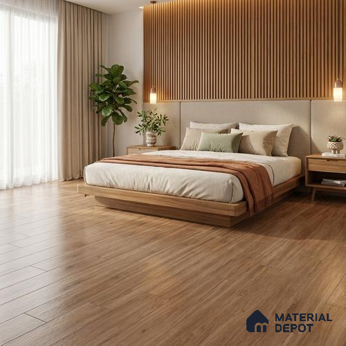 Brown Wood Floor Tile TL 06740 B Gravier Alpine Earth 1200x195 mm Vitrified Carving Matte Finish - 9 mm | 6 Random Design | Suitable for Living Room, Bedroom, Bathroom | 2-3 mm Spacer is Mandatory
