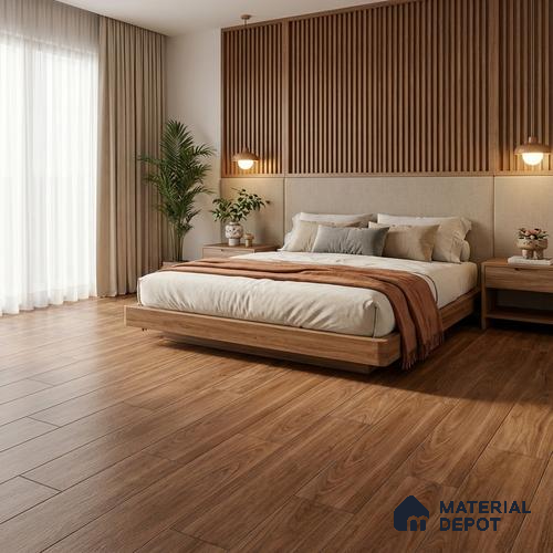 Brown Wood Floor Tile TL 06741 Gravier Mystic Barkwood 1200x195 mm Vitrified Carving Matte Finish - 9 mm | 12 Random Design | Suitable for Living Room, Bedroom, Bathroom | 2-3 mm Spacer is Mandatory