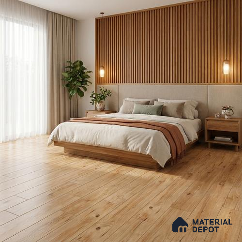Brown Wood Floor Tile TL 06742 B Gravier Heritage Cream 1200x195 mm Vitrified Carving Matte Finish - 9 mm | 6 Random Design | Suitable for Living Room, Bedroom, Bathroom | 2-3 mm Spacer is Mandatory