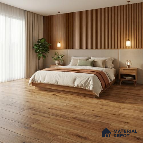 Brown Wood Floor Tile TL 06742 Gravier Antique Dune 1200x195 mm Vitrified Carving Matte Finish - 9 mm | 6 Random Design | Suitable for Living Room, Bedroom, Bathroom | 2-3 mm Spacer is Mandatory