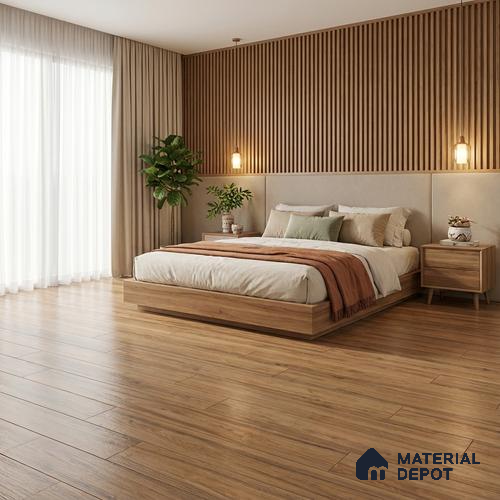 Brown Wood Floor Tile TL 06743 Gravier Serenade Sand 1200x195 mm Vitrified Carving Matte Finish - 9 mm | 9 Random Design | Suitable for Living Room, Bedroom, Bathroom | 2-3 mm Spacer is Mandatory