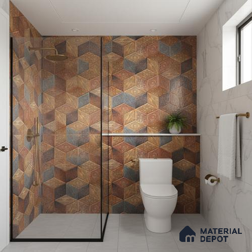 Brown Highlighter Wall Tile TL 06756 B Lustra Aurora Accent 2 ft x 1 ft Ceramic Carving Satin Finish - 9 mm | | Suitable for Living Room, Bedroom, Bathroom