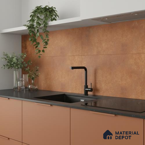 Brown Rustic Wall Tile TL 06756 C Lustra Solar Ember 2 ft x 1 ft Ceramic Carving Satin Finish - 9 mm |  | Suitable for Living Room, Bedroom, Bathroom