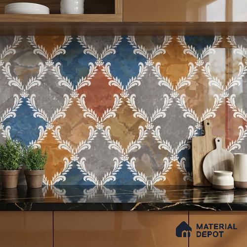 Grey Highlighter Wall Tile TL 06758 C Lustra Urban Stone Accent 2 ft x 1 ft Ceramic Glossy Finish - 9 mm | | Suitable for Living Room, Bedroom, Bathroom