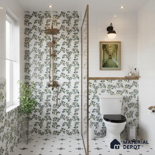 Multi Colour Highlighter Wall Tile TL 06761 C Lustra Alpine Motif 2 ft x 1 ft Ceramic Glossy Finish - 9 mm |  | Suitable for Living Room, Bedroom, Bathroom