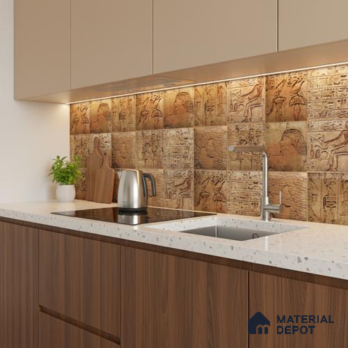 Brown Highlighter Wall Tile TL 06764 Lustra Nova Trace 2 ft x 1 ft Ceramic Carving Satin Finish - 9 mm |  | Suitable for Living Room, Bedroom, Bathroom