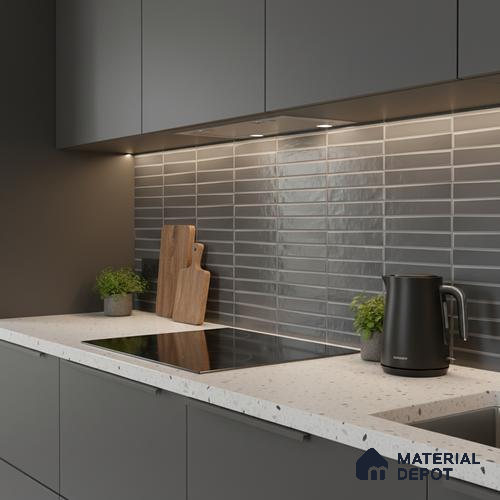 Faux Subway Wall Tile TL 06767 B Lustra Eclipse Carbon 2 ft x 1 ft Ceramic Carving Satin Finish - 9 mm | Suitable for Living Room, Bedroom, Bathroom | Please Expect a Slight Variation of Pattern