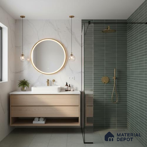 Faux Subway Wall Tile TL 06767 Lustra Verdant Canopy 2 ft x 1 ft Ceramic Carving Satin Finish - 9 mm | Suitable for Living Room, Bedroom, Bathroom | Please Expect a Slight Variation of Pattern