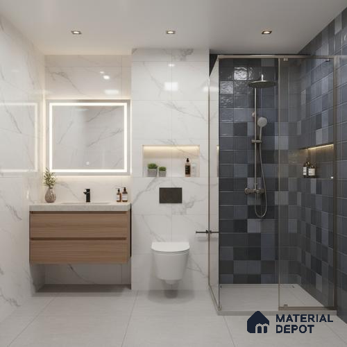 Subway Wall Tile TL 06768 B Lustra Miststone Matrix 2 ft x 1 ft Ceramic Glossy Finish - 9 mm | Suitable for Bathroom, Kitchen Backsplash | Please Expect a Slight Variation of Pattern