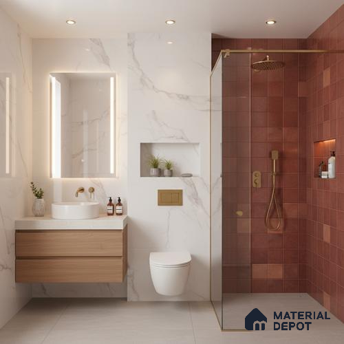 Subway Wall Tile TL 06768 D Lustra Cocoa Matrix 2 ft x 1 ft Ceramic Glossy Finish - 9 mm | Suitable for Bathroom, Kitchen Backsplash | Please Expect a Slight Variation of Pattern