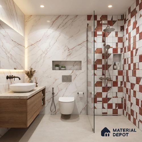 Brown Highlighter Wall Tile TL 06768 E Lustra Cocoa Matrix Accent 2 ft x 1 ft Ceramic Glossy Finish - 9 mm |  | Suitable for Living Room, Bedroom, Bathroom