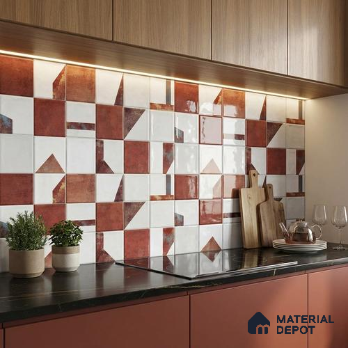 Brown Highlighter Wall Tile TL 06768 E Lustra Cocoa Matrix Accent 2 ft x 1 ft Ceramic Glossy Finish - 9 mm |  | Suitable for Living Room, Bedroom, Bathroom