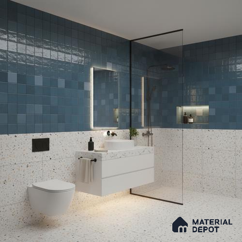 Subway Wall Tile TL 06768 F Lustra Midnight Matrix 2 ft x 1 ft Ceramic Glossy Finish - 9 mm | Suitable for Bathroom, Kitchen Backsplash | Please Expect a Slight Variation of Pattern