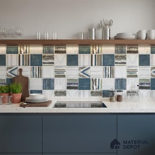 Blue Highlighter Wall Tile TL 06768 G Lustra Midnight Matrix Accent 2 ft x 1 ft Ceramic Glossy Finish - 9 mm | | Suitable for Living Room, Bedroom, Bathroom