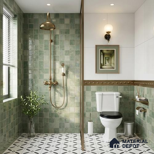 Green Faux Subway Wall Tile TL 06768 I Lustra Moss Matrix Accent 2 ft x 1 ft Ceramic Glossy Finish - 9 mm |  | Suitable for Living Room, Bedroom, Bathroom