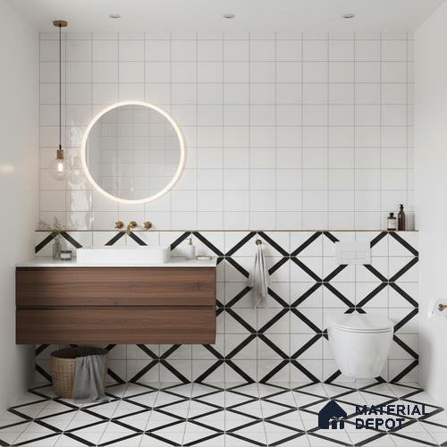 Subway Wall Tile TL 06768 Lustra Limestone Matrix 2 ft x 1 ft Ceramic Glossy Finish - 9 mm | Suitable for Bathroom, Kitchen Backsplash | Please Expect a Slight Variation of Pattern