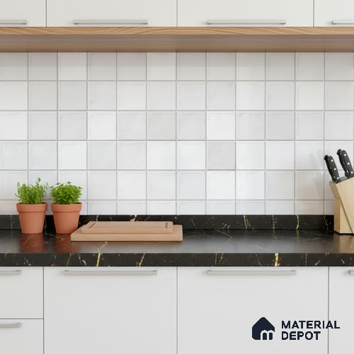 Subway Wall Tile TL 06768 Lustra Limestone Matrix 2 ft x 1 ft Ceramic Glossy Finish - 9 mm | Suitable for Bathroom, Kitchen Backsplash | Please Expect a Slight Variation of Pattern
