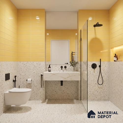 Faux Subway Wall Tile TL 06769 B Lustra Golden Mirage 2 ft x 1 ft Ceramic Glossy Finish - 9 mm | Suitable for Bathroom, Kitchen backsplash | Please Expect a Slight Variation of Pattern