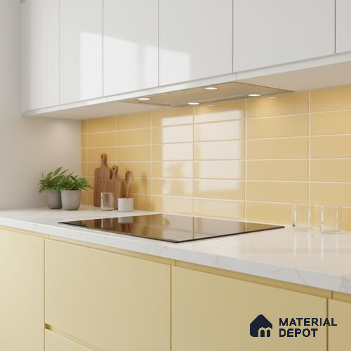 Faux Subway Wall Tile TL 06769 B Lustra Golden Mirage 2 ft x 1 ft Ceramic Glossy Finish - 9 mm | Suitable for Bathroom, Kitchen backsplash | Please Expect a Slight Variation of Pattern