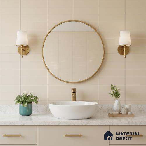 Faux Subway Wall Tile TL 06769 C Lustra Velvet Sand 2 ft x 1 ft Ceramic Glossy Finish - 9 mm | Suitable for Bathroom, Kitchen backsplash | Please Expect a Slight Variation of Pattern