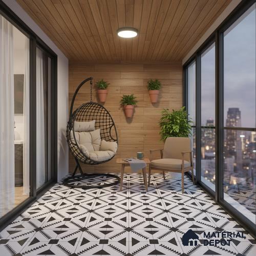 Grey Moroccan Floor & Wall Tile TL 06809 B Lustra Aztec Nightfall 2 ft x 2 ft Vitrified Carving Matte Finish - 9 mm | Suitable for Kitchen, Bathroom, Dining Area | Please Expect a Slight Variation of Pattern