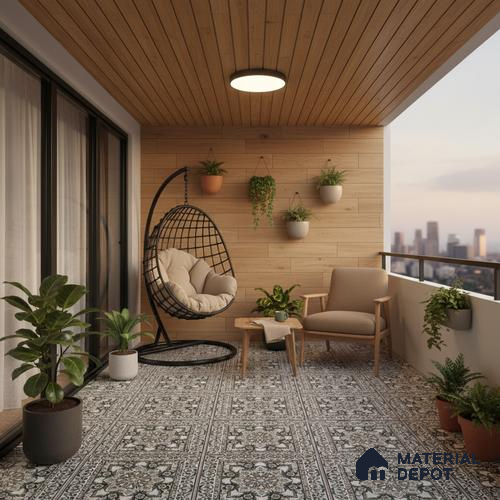 Multi Colour Moroccan Floor & Wall Tile TL 06812 Lustra Regal Garden Moss 2 ft x 2 ft Vitrified Carving Matte Finish - 9 mm | Suitable for Kitchen, Bathroom, Dining Area | Please Expect a Slight Variation of Pattern