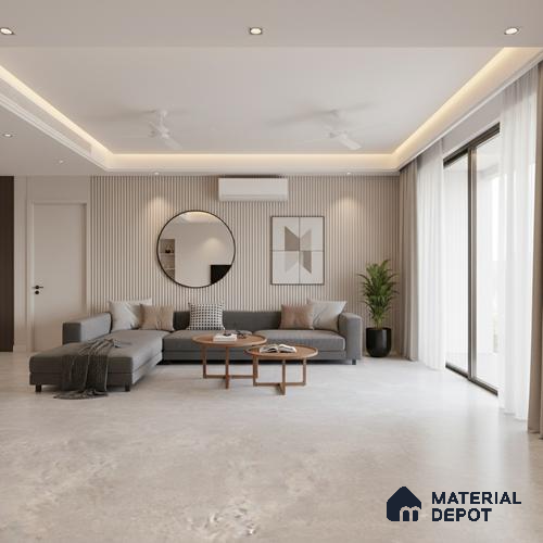 Marble Floor & Wall Tile TL 06837 Lustra Nordic Snowveil 6 ft x 4 ft Carving Matte Finish Vitrified Large Format Tile - 9 mm | Suitable for Living Room, Bedroom, Bathroom | Adhesive and Spacers Must be Used During Installation