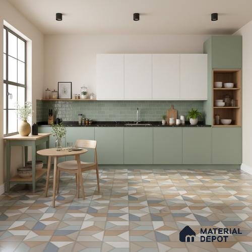 Grey Moroccan Floor & Wall Tile TL 06851 Lustra Modern Sandline 2 ft x 2 ft Vitrified Carving Matte Finish - 9 mm | Suitable for Kitchen, Bathroom, Dining Area | Please Expect a Slight Variation of Pattern