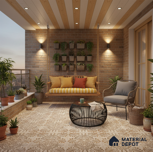 Gold Moroccan Floor & Wall Tile TL 06853 Lustra Pinewood Essence 2 ft x 2 ft Vitrified Carving Matte Finish - 9 mm | Suitable for Kitchen, Bathroom, Dining Area | Please Expect a Slight Variation of Pattern