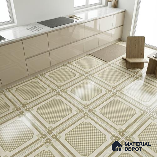 Beige Moroccan Wall & Floor Tile TL 06922 2 ft x 2 ft Vitrified Carving Matte Finish - 9 mm | Suitable for Living Room, Bedroom, Bathroom | Please Expect a Slight Variation of Pattern