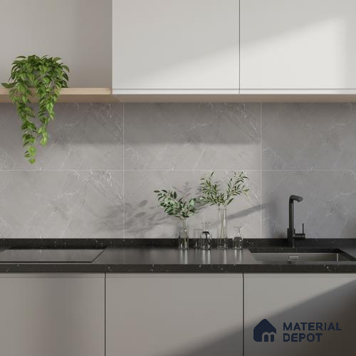 Grey Marble Wall Tile TL 06964 2 ft x 1 ft Ceramic Carving Matte Finish - 9 mm | Suitable for Living Room, Bedroom, Bathroom