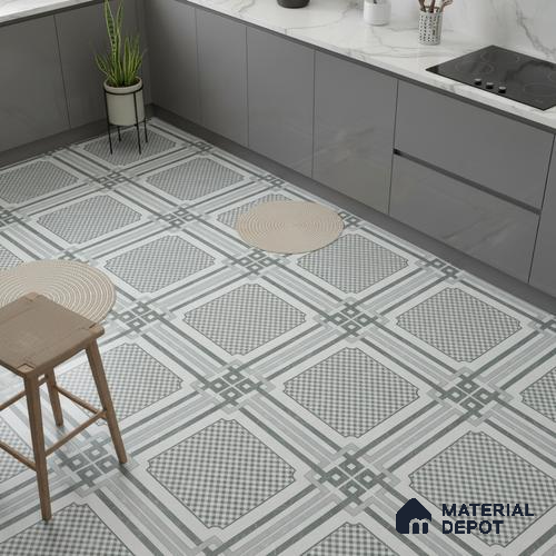 Grey Moroccan Wall & Floor Tile TL 06979 2 ft x 2 ft Vitrified Carving Matte Finish - 9 mm | Suitable for Living Room, Bedroom, Bathroom | Please Expect a Slight Variation of Pattern