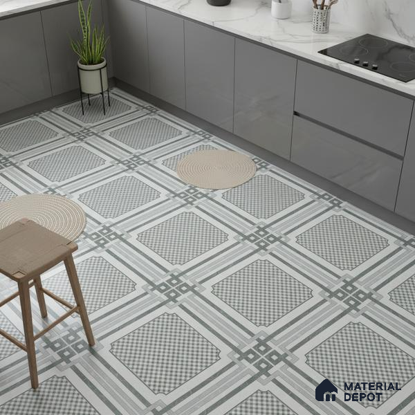 Grey Moroccan Wall & Floor Tile TL 06979 2 ft x 2 ft Vitrified Carving Matte Finish - 9 mm | Suitable for Living Room, Bedroom, Bathroom | Please Expect a Slight Variation of Pattern