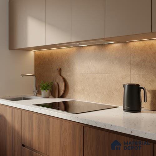 Brown Rustic Wall Tile TL 07016 2 ft x 1 ft Ceramic Carving Satin Finish - 9 mm | Suitable for Living Room, Bedroom, Bathroom