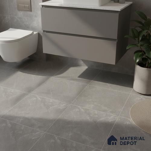 Grey Marble Floor Tile TL 07017 1 ft x 1 ft Ceramic Carving Matte Finish - 9 mm | Suitable for Living Room, Bedroom, Bathroom