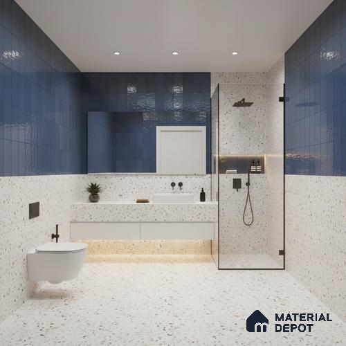 Blue Stone Wall Tile TL 07032 2 ft x 1 ft Ceramic Glossy Finish - 9 mm | Suitable for Living Room, Bedroom, Bathroom