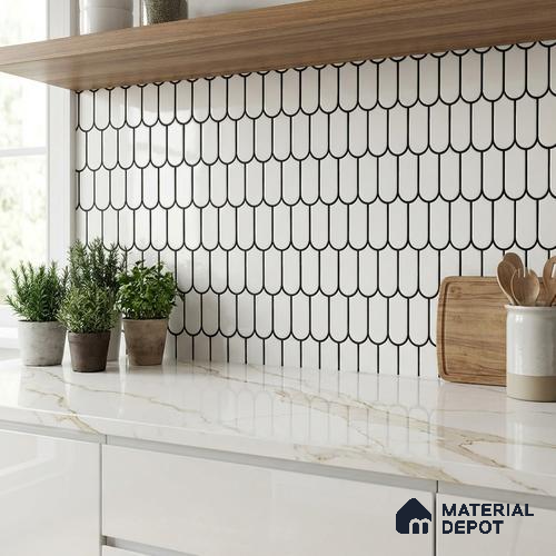 Faux Subway Wall Tile TL 07079 Chromatic White 600x300 mm Glossy Finish Ceramic Tile - 7 mm | Please Expect a Slight Variation of Pattern