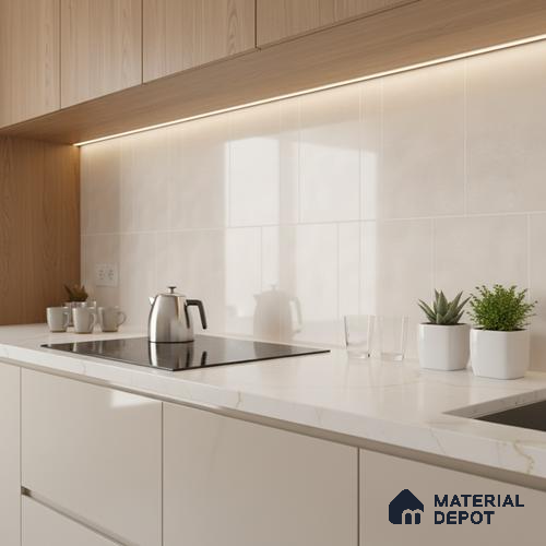 Highlighter Wall Tile TL 07164 R Mood Off White HL 2 ft x 1 ft Ceramic Glossy Finish - 8 mm | Suitable for Living Room, Kitchen & Bathroom