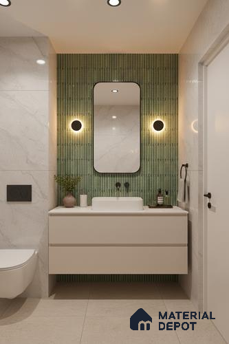 TL 07173 D Blend Cosmo Olive 1 ft x 1 ft Glossy Finish Ceramic Tile - 10 mm | Please Expect a Slight Variation of Pattern