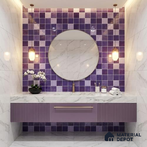 Mosaic Floor & Wall Tile TL 07178 Lusso Cosmo Grape 1 ft x 1 ft Glossy Finish Ceramic Tile - 10 mm
