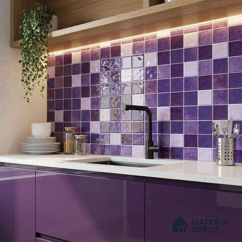 Mosaic Floor & Wall Tile TL 07178 Lusso Cosmo Grape 1 ft x 1 ft Glossy Finish Ceramic Tile - 10 mm